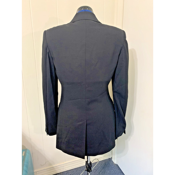 Vintage Calvin Klein Women's Blazer 100% Merino Wool Size 8 Black Long Y2K Work - Picture 3 of 12